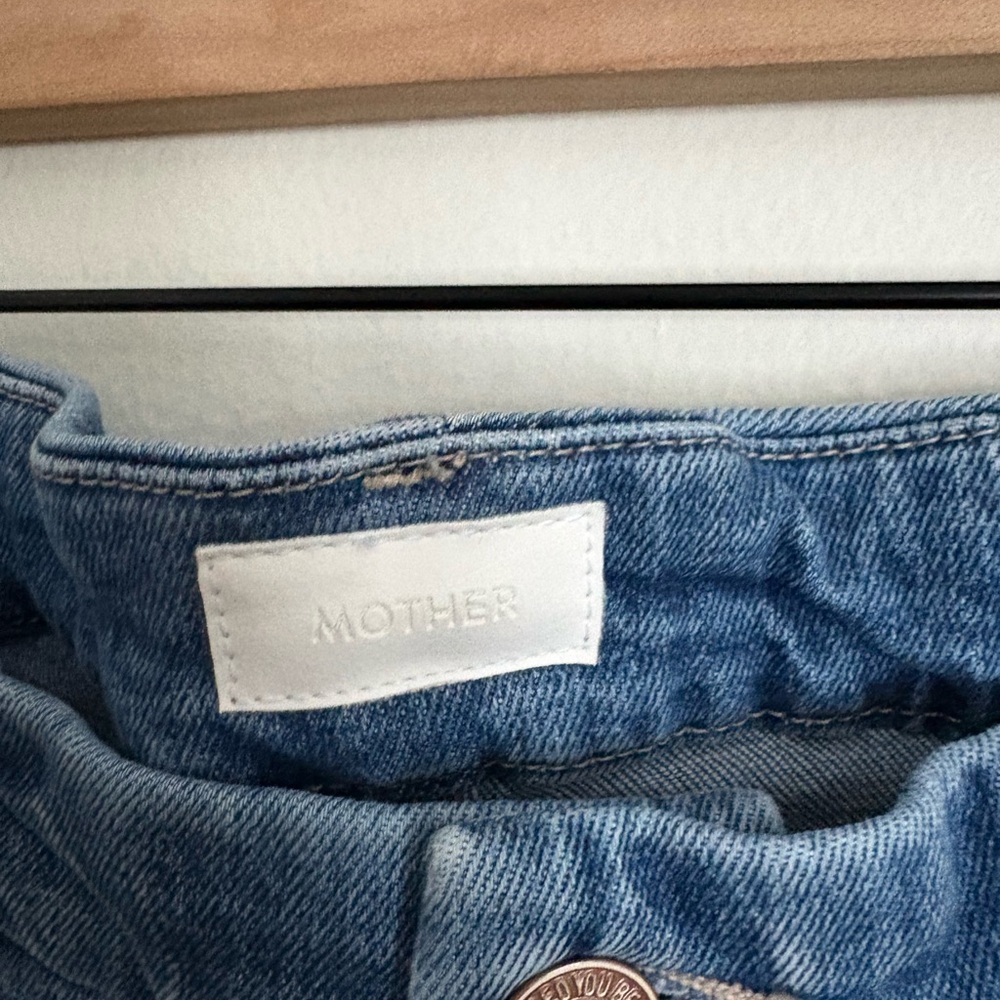 MOTHER High Waisted Looker Ankle Fray Spice It Up Distressed Blue Jeans size 31 - Picture 5 of 11